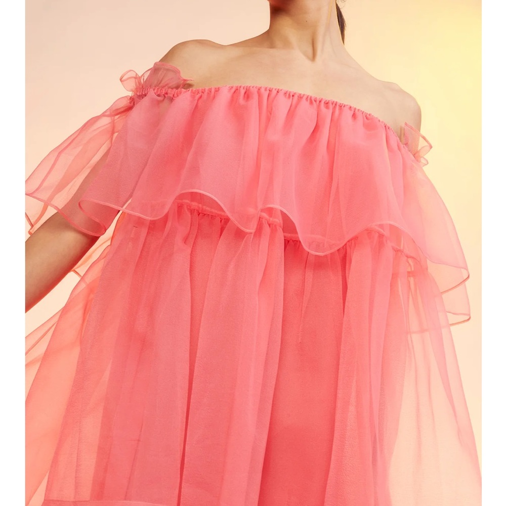 Cynthia Rowley - Flirt Organza Dress, Coral - Picture 3 of 10